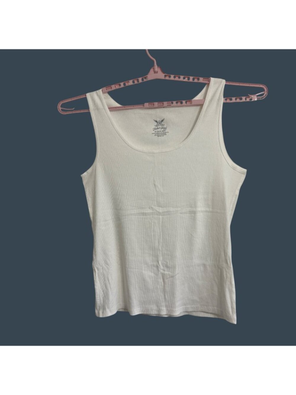 Faded Glory Womens White Ribbed Tank Top 4X 97% Cotton 3% Spandex Bikercore - Picture 2 of 11